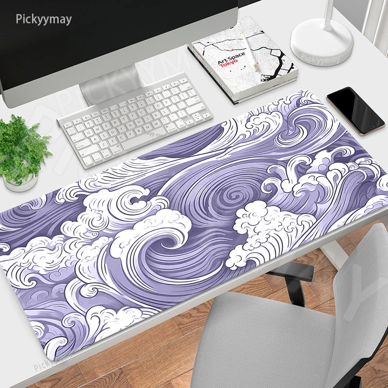 

Waves Large Mouse Pad Big Computer Mousepads Gaming Mousepad Clouds Art Keyboard Mat Gamer Mouse Pads Desk Mats 120x55cm