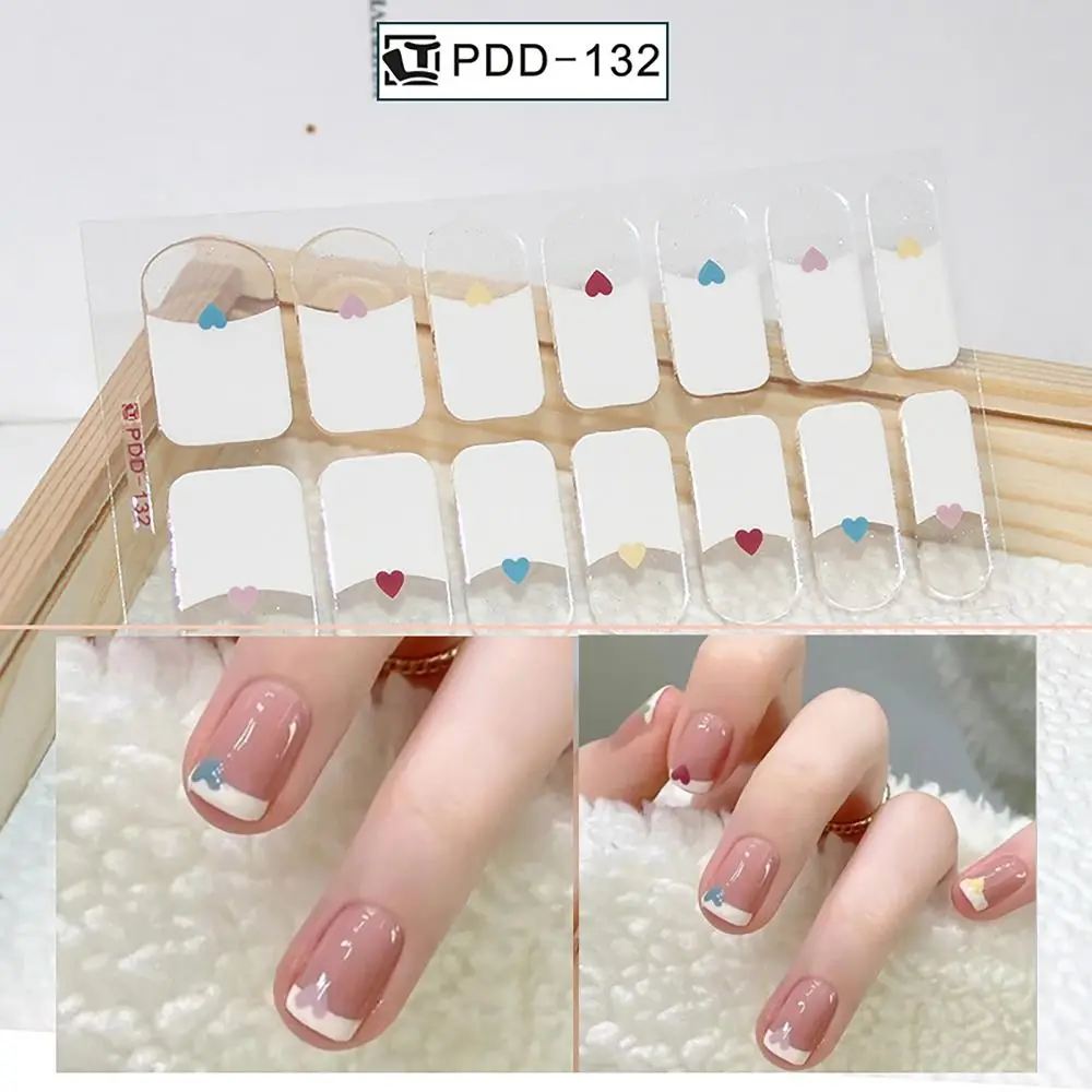 14Strips Gel Nail Stickers Floristic Semi Cured Gel Nail Polish Strips Full Cover Nail Art Stickers DIY Nail Art Making