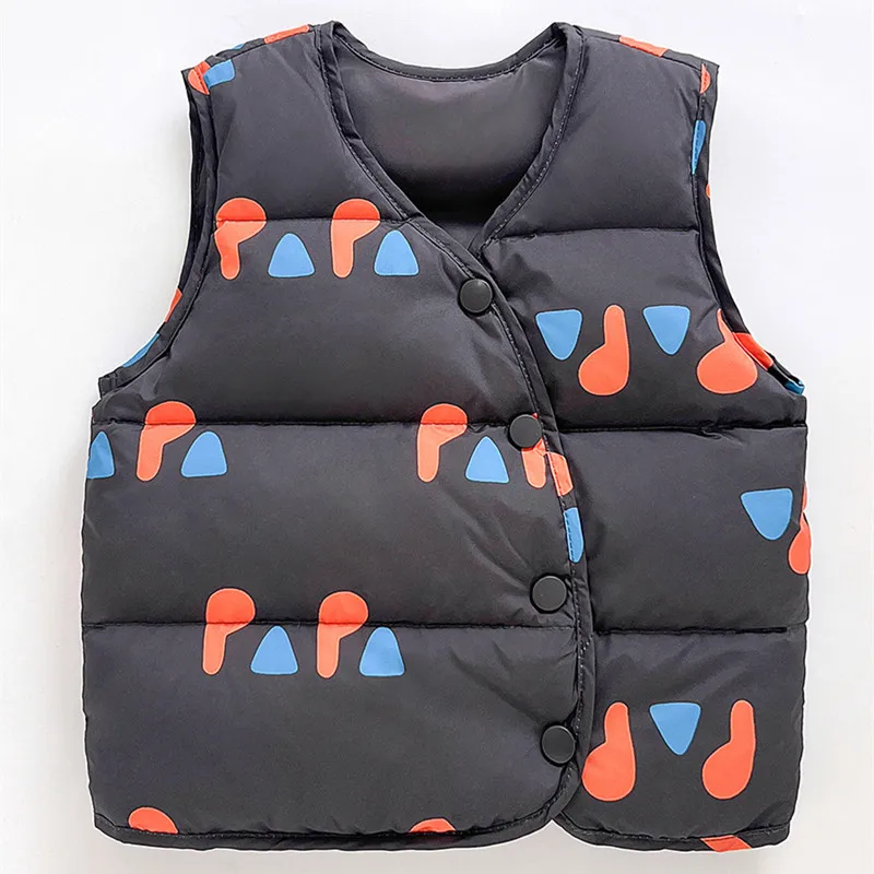 2024 Spring Autumn Winter New Warm 0-4 Years Boys Girls Thickening Outerwear Coats Kids Cute Waistcoat Duck Down Vest Jackets