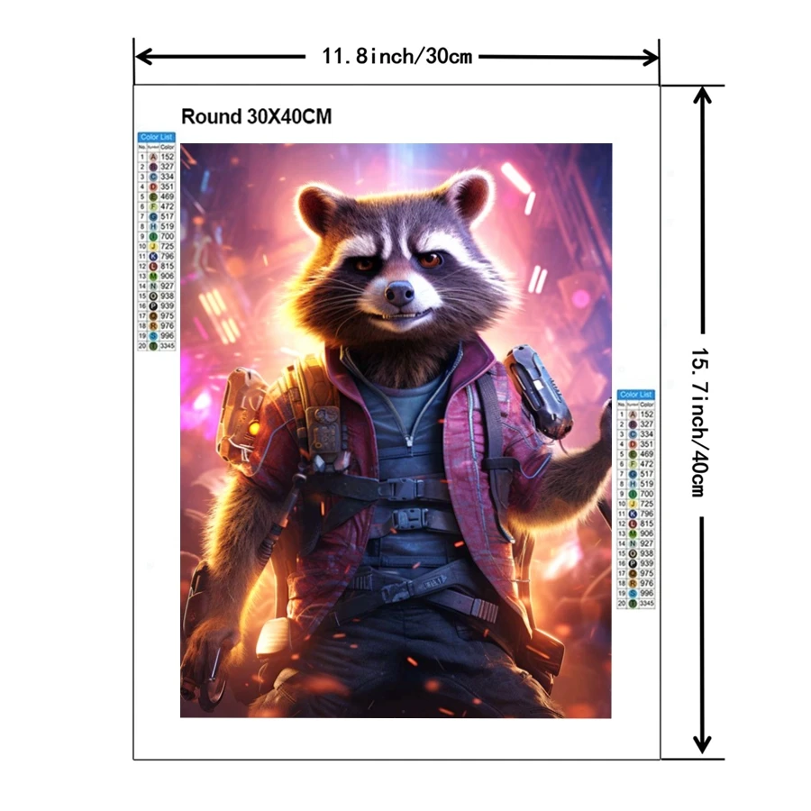 Bébé Groot et fusée raton laverur 5D plein diamant Art peinture gardiens de la galaxie Marvel film mosaque point de croix decor