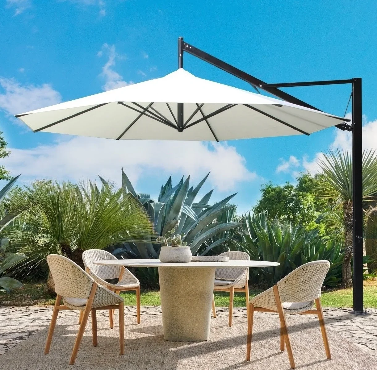 

Large Size 4M Round Aluminum Pole Garden Cantilever Umbrella Parasol Patio Umbrellas