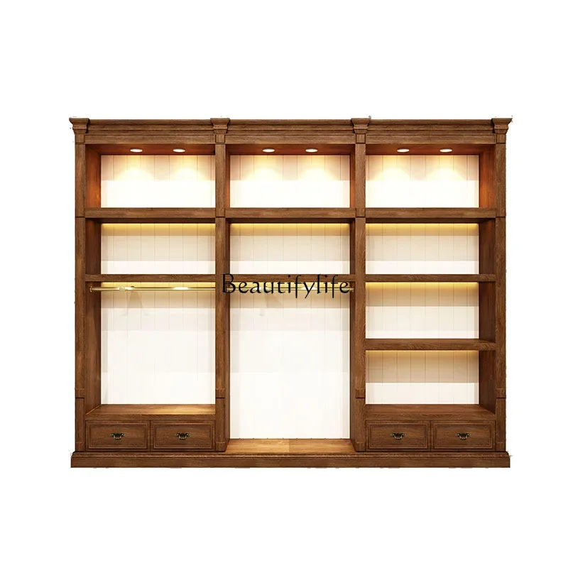 

1LXClothing, shoes and bags combination display live stream background rack retro style display cabinet
