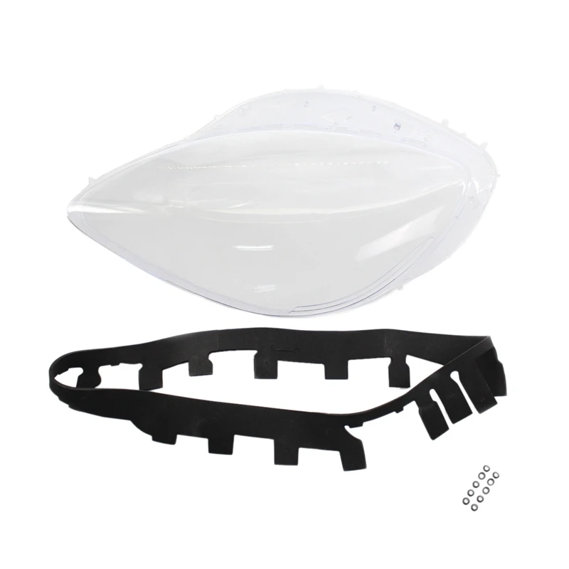 Left Headlight Lens Covers For Chevrolet C6 Corvette 2005-2013 With Black Trim Gaskets Seal Kit & 10Pcs Fix Nut Snaps