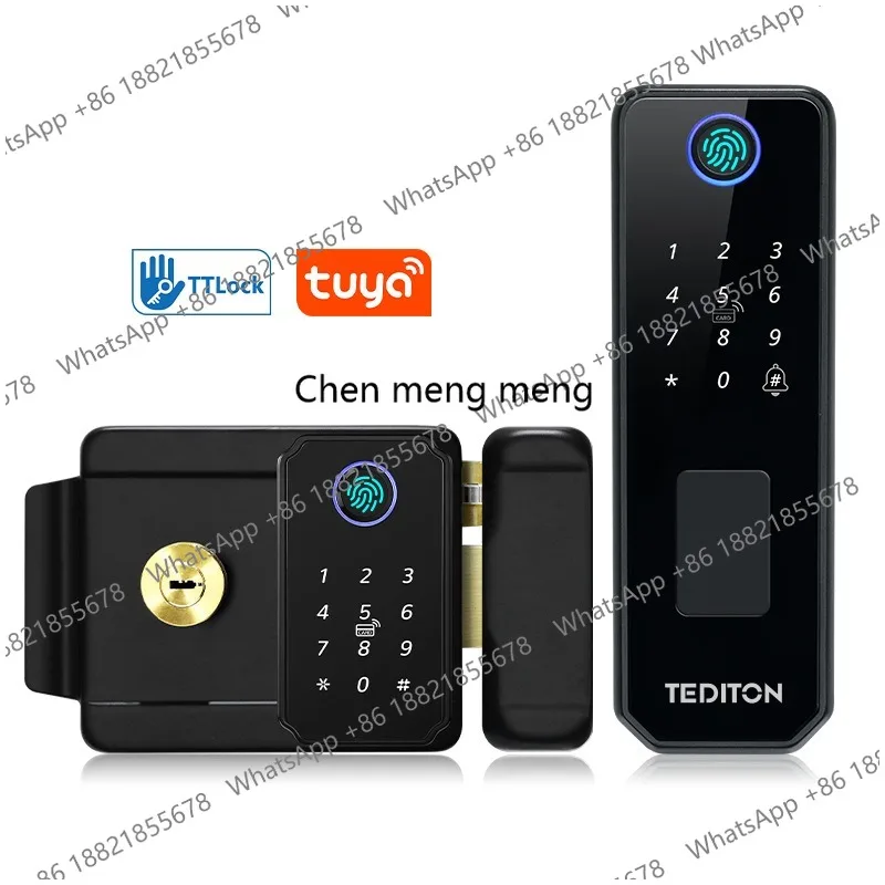 

Multilingual graffiti outdoor waterproof iron door lock fingerprint pass lock smart apartment lock