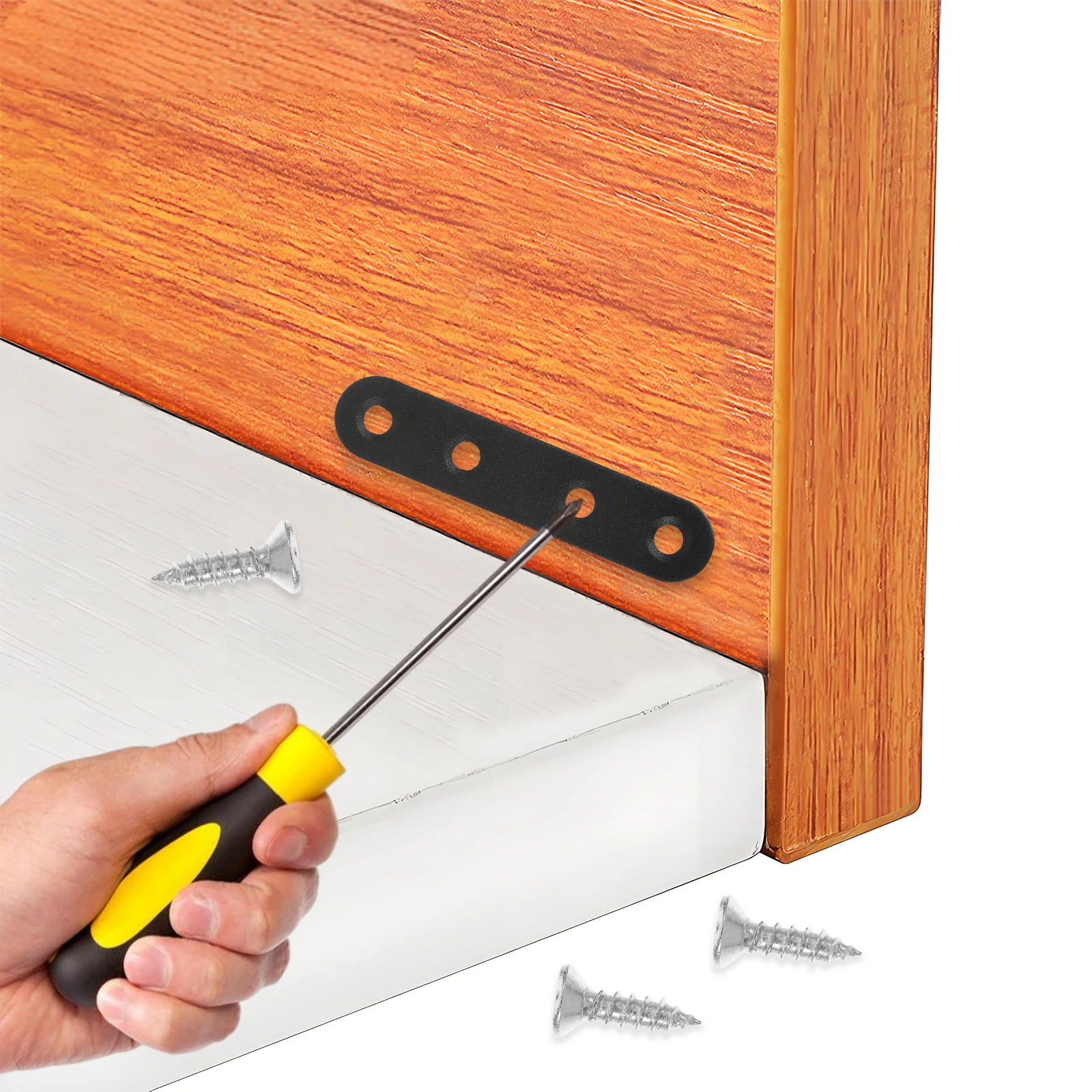 

12 pcs Stainless Steel Flat Straight Bracket Heavy Duty Angle Code Fixing Plate For Furniture Shelf Table Chair Repair Brackets