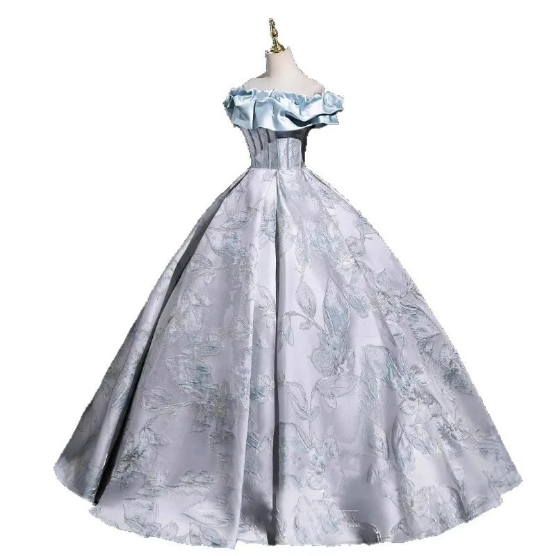 2025, blaues Bankett, eine Schulter, Abendkleid für Erwachsene, Zeremonie, Studentenkunst, Prüfung, Hochzeit, Puffkleid, High-School-Abschlusskleid