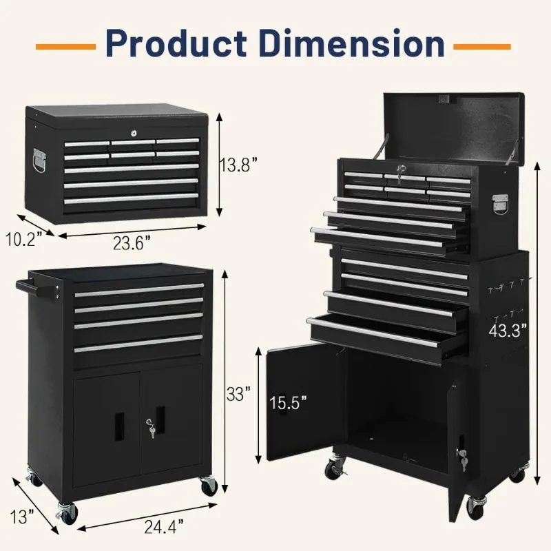 13-Drawer Rolling Tool Chest with Wheels 3