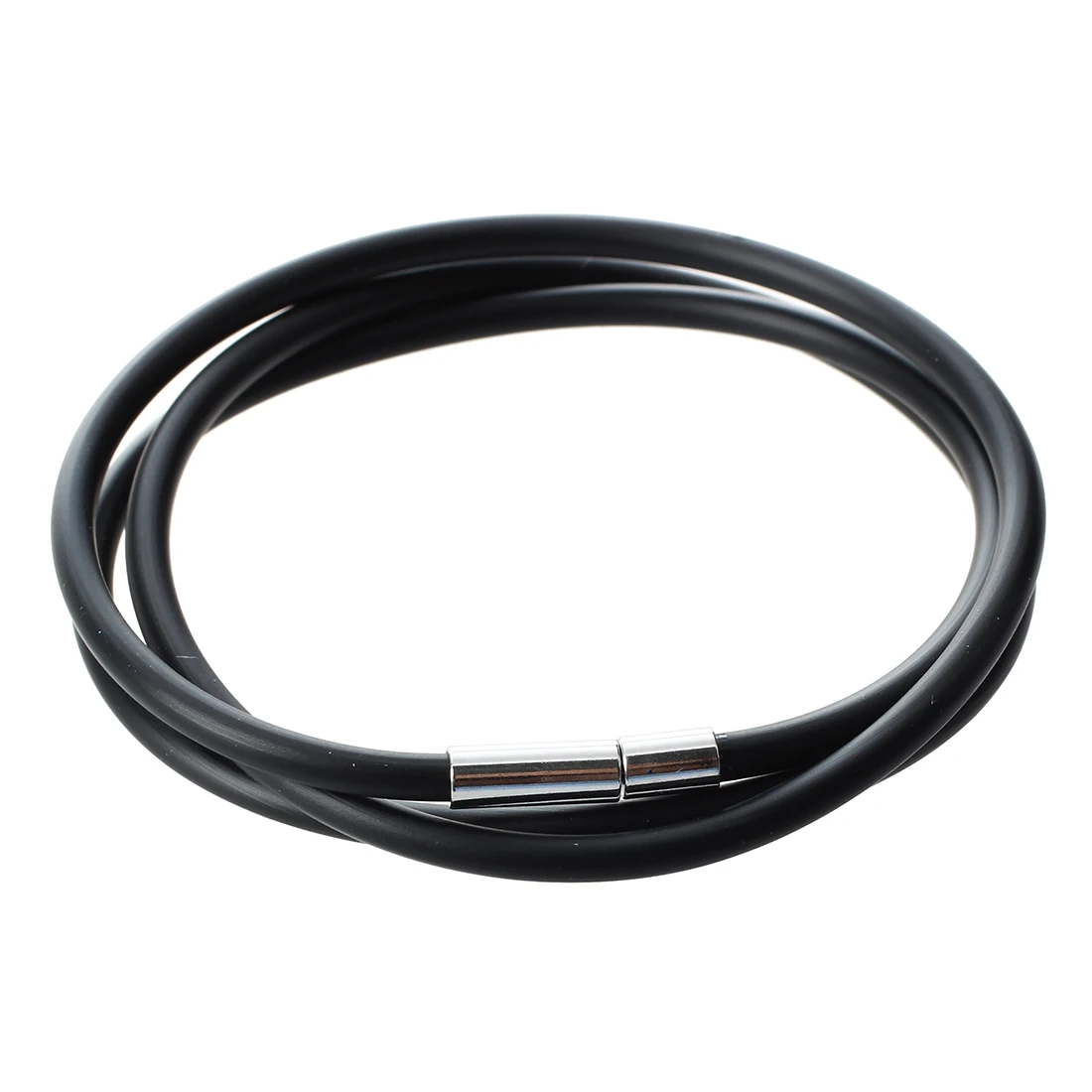 3mm Black Rubber Cord Necklace with Stainless Steel Closure - 22 Inch