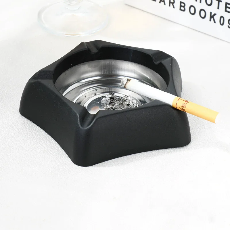 

1 Pc Simple Ashtrays Metal Ashtray with Pentagram Plastic Frame for Home Office Hotel Bar Party Smoking Cigarette Accessories