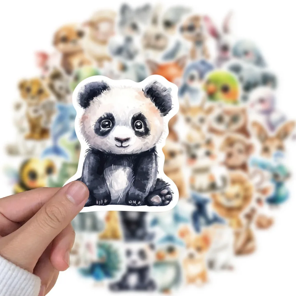 50PCS Cute Watercolor Animals Graffiti Stickers Phone Wall Scrapbook Motorcycle Waterproof Cartoon Sticker for Kids Toys Gifts