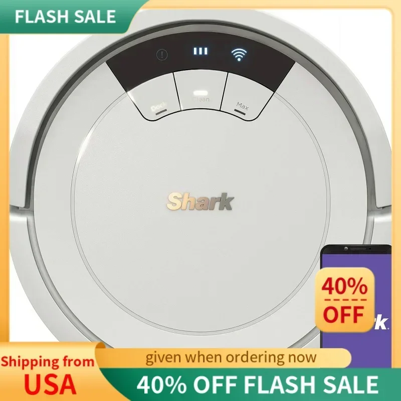 QWShark AV752 ION Robot Vacuum,Tri-Brush System,Wifi Connected,120 Min Runtime,Works with Alexa,Multi Surface Cleaning,White