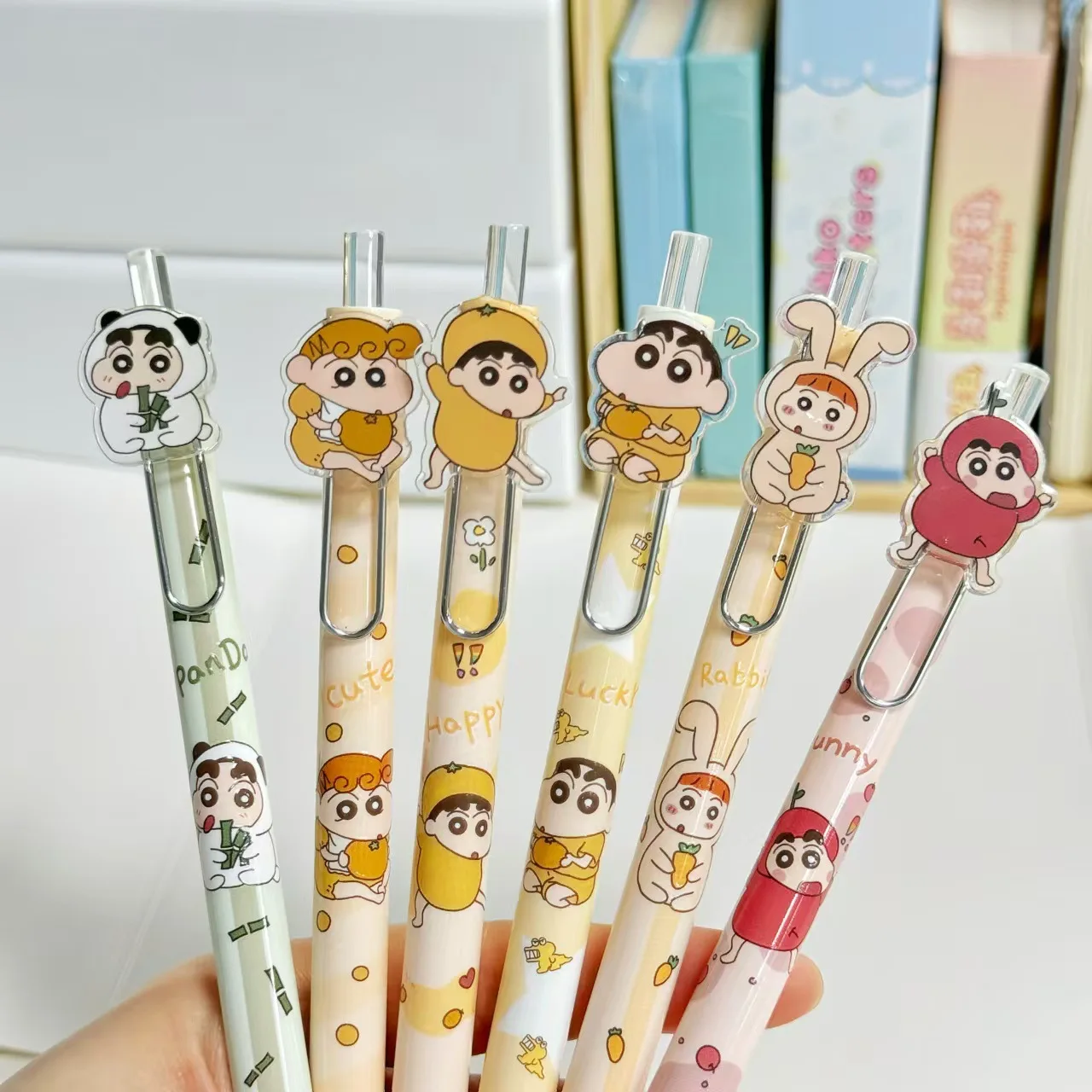 20 قطعة تلوين شين تشان الصحافة هلام القلم St رئيس التجفيف السريع 0.5 طالب فرشاة سؤال أسود قلم توقيع القرطاسية هدية