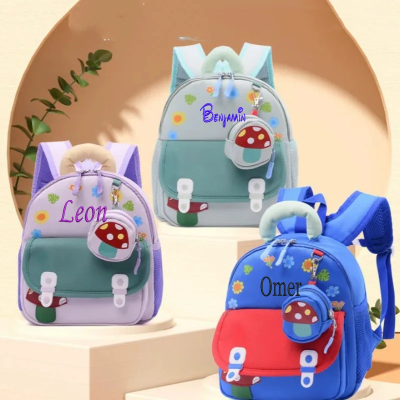 Customized Embroidered Cartoon Kindergarten Backpack for Boys and Girls, 3-6 Years Old, Lightweight and Versatile Baby Rucksack