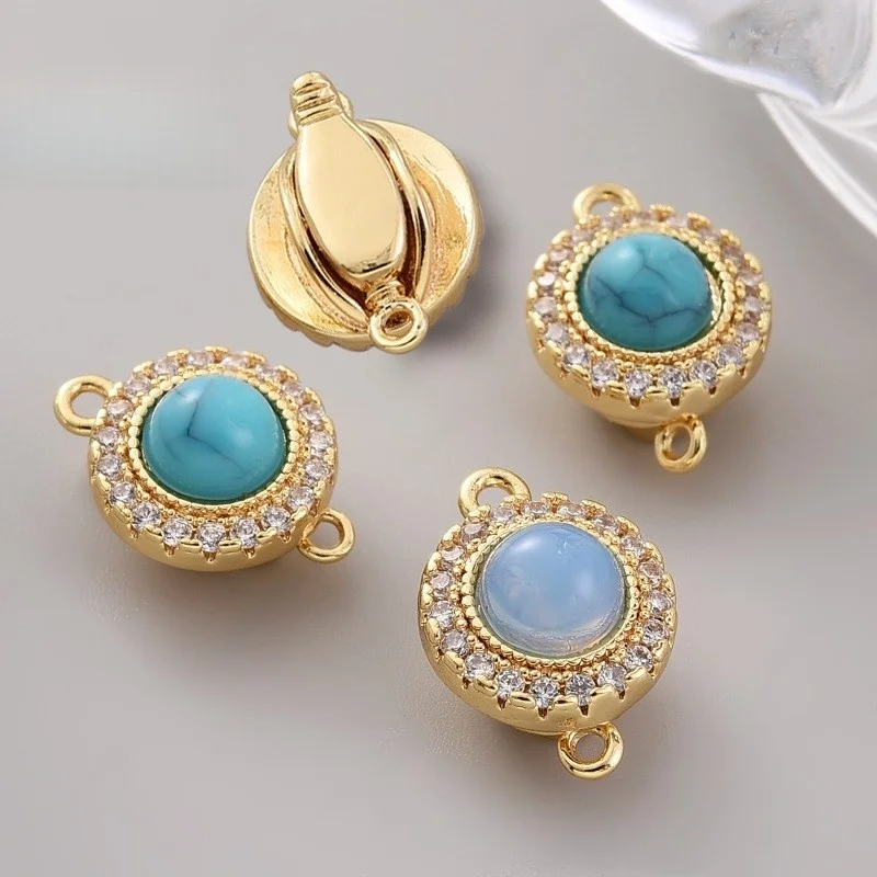 

1pcs DIY Jewelry Link Buckle Accessories Yuanbao Pearl Crystal Bracelet Necklace Insert Stick Press Buckle Material Wholesales