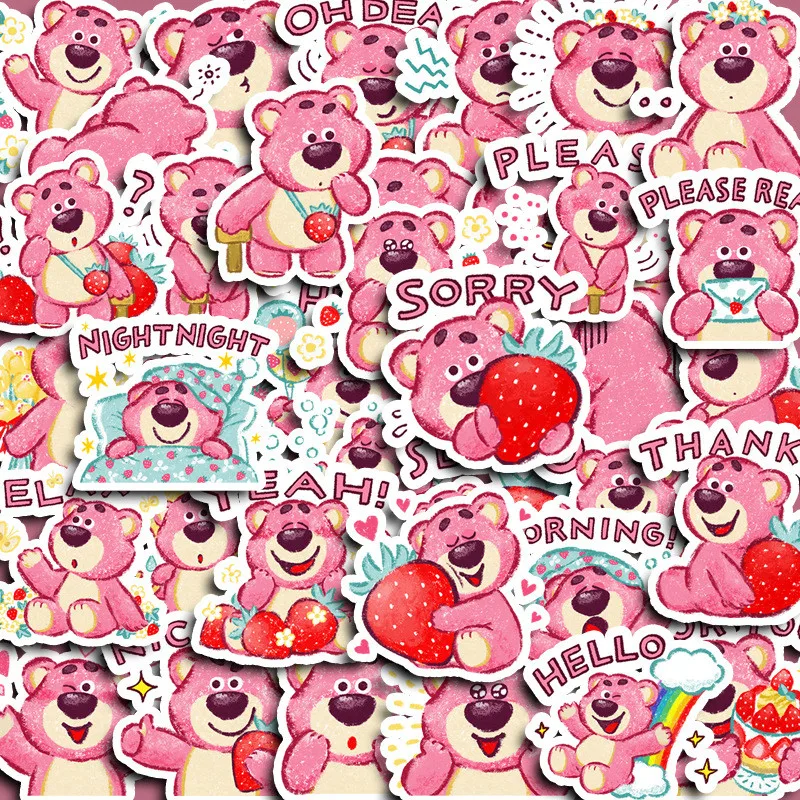 40 قطعة من ملصقات الكتابة على الجدران للفتيات اللطيفة على شكل دب الفراولة للدراجات اليدوية مقلمة هدية للأطفال (متجر عوالم الرسوم المتحركة)