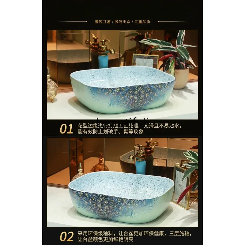 f156 Lavabo de table simple Lavabo carré en céramique