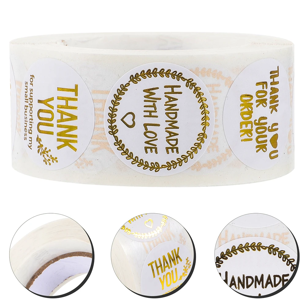 

2 Rolls Thank You Sealing Stickers Golden Adhesive Baking Packaging Labels Sturdy Easy Peel Strong Stick Homemade Soap
