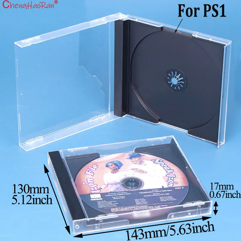 1PCS High quality Game Disc Storage Shell Cover For PS1 PlayStation 1 Transparent Plastic Single Disc Storage Bracket Box Case