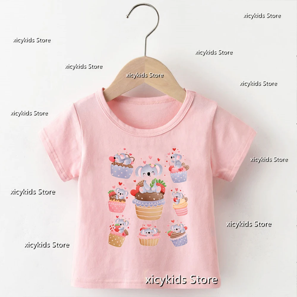 Cute Koala Bear Butterfly, Koala Lover Tee Kids Girls T shirt Fashion Casual Cute Kids Clothing Summer Short Sleeved Baby Tshirt