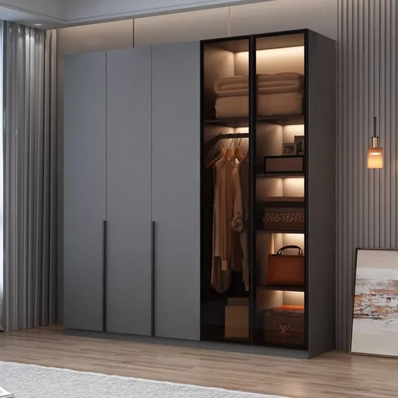 Black Wooden Storage Wardrobe Modern Luxury Clothes Organizer Wardrobe Nordic Multifunction Ropero Armables Bedroom Furniture