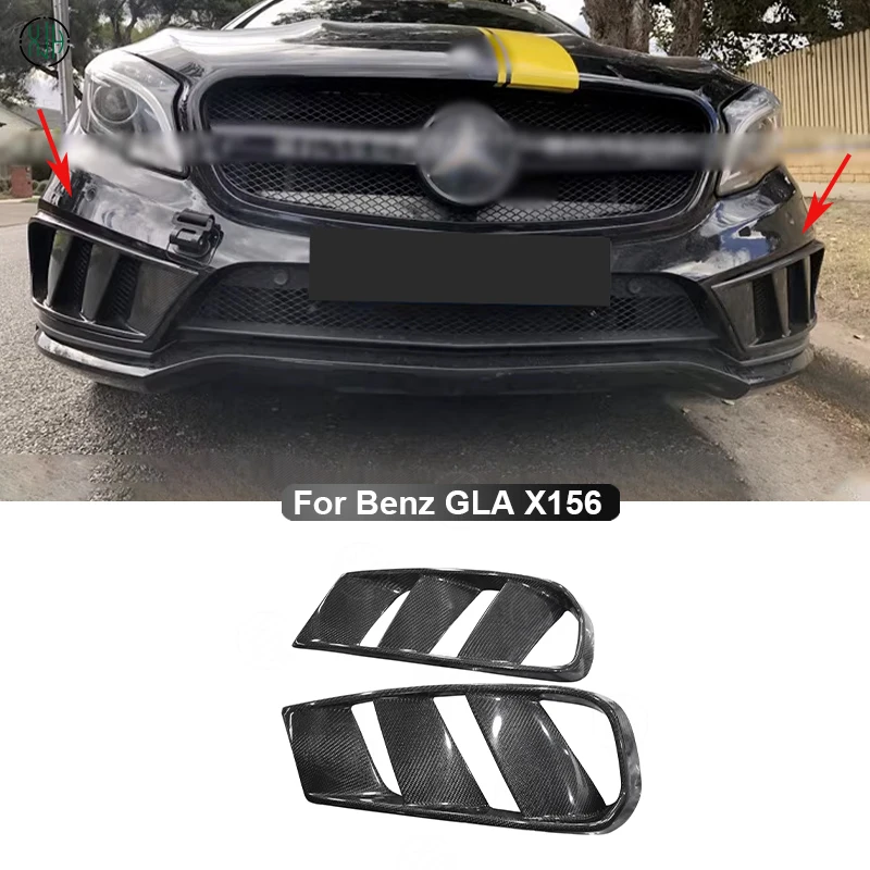 For Mercedes Benz GLA Class X156 GLA 200 GLA260 GLA45 2014-2016 Car Front Bumper Air Intake Grille Vent Cover Trim Carbon Fiber