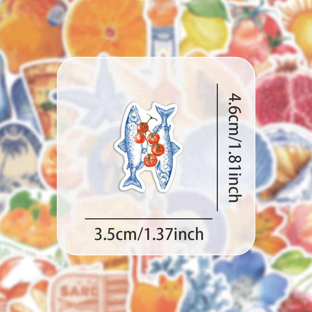 

10/30/60pcs Mediterranean Tomato Food Stickers Aesthetic DIY Skateboard Phone Luggage Guitar Cute Cartoon Waterproof Sticker Toy