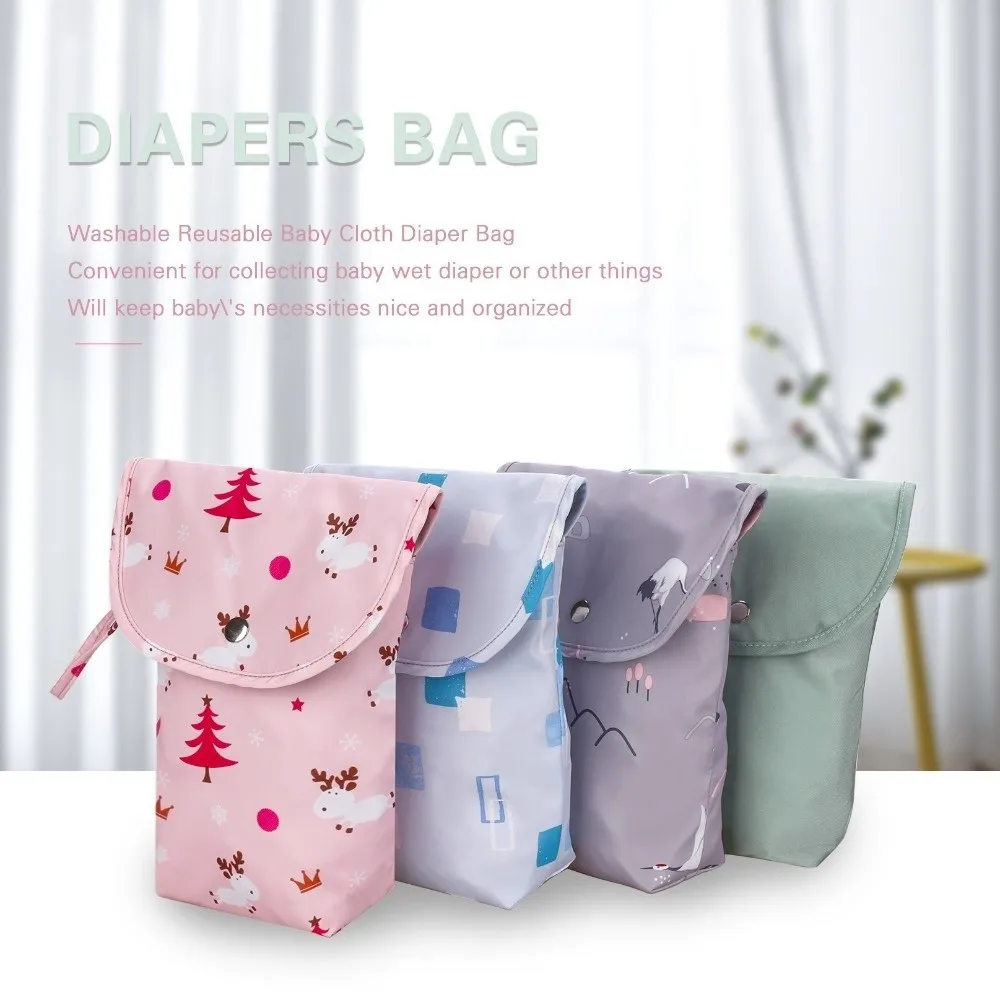 Simple Cartoon Baby Diaper Bag Large Capacity Oxford Cloth Mommy Handbag Waterproof Handheld Diaper Storage Bag Baby