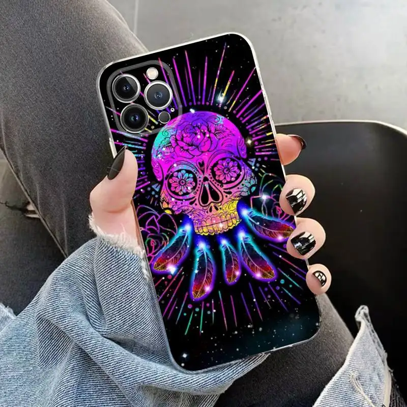 Mexican Catrina Skull Cover Phone Case Silicone Soft for iphone 14 13 12 11 Pro Mini XS MAX 8 7 6 Plus X XS XR Cover