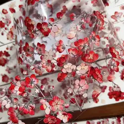 YiEr Studio Vintage Red Plum Floral Washi PET Tape Planner DIY Card Making Scrapbooking Plan Decorative Sticker