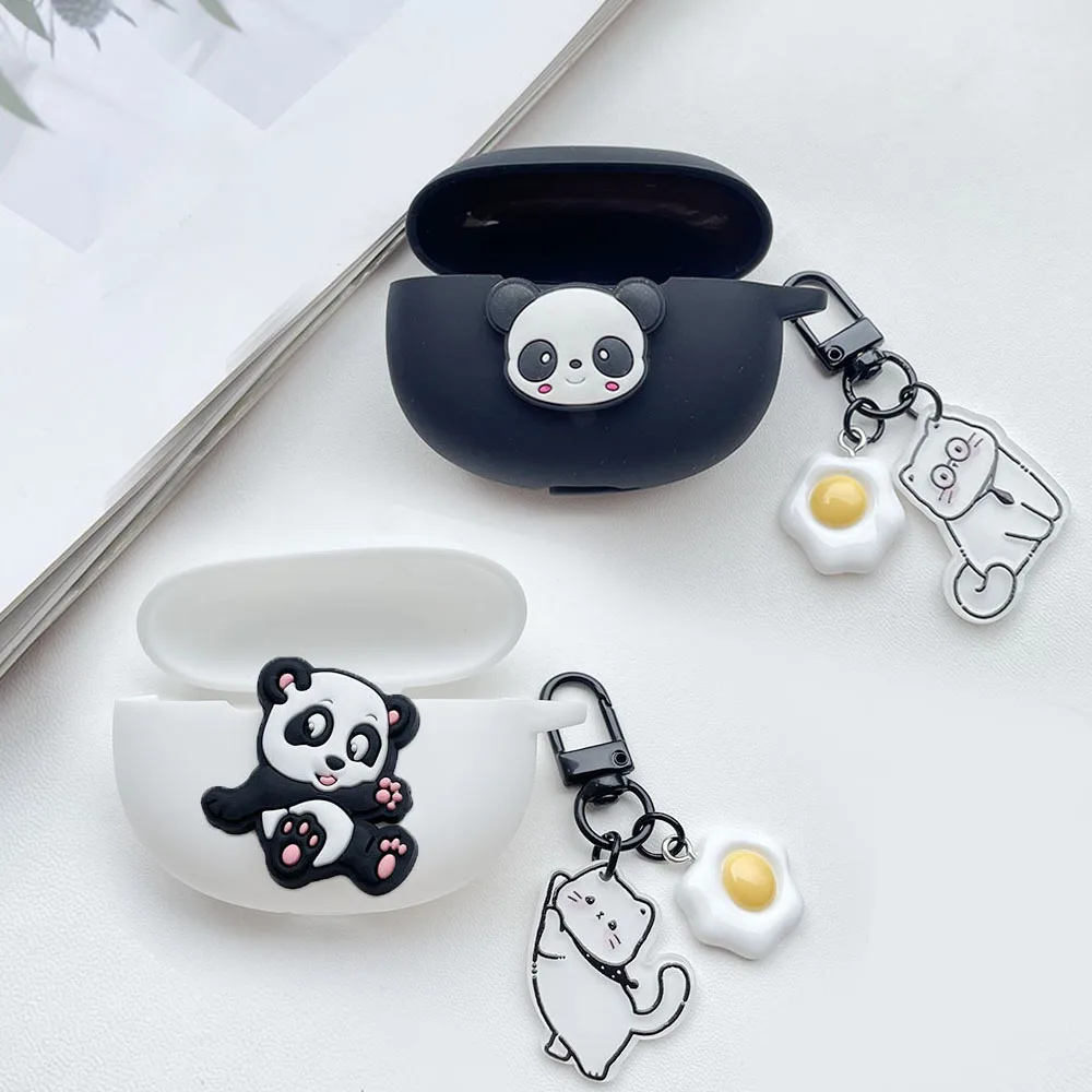 Cute Panda For Haylou GT7 GT6 GT5 T19 case Cartoon Silicone for Haylou GT7 Earphone case with Keychain For Haylou GT6