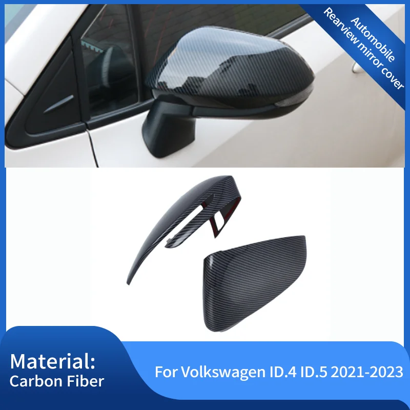 Carbon Fiber Reversing Mirror Cover Rearview Mirror Cover Left Right Drive Car Accessories for Volkswagen VW ID.4 ID4 ID.5 ID5