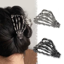 Punk Metal Skeleton Hand Bone Scratch High Grade Shark Clip Halloween Party Accessories Hair Crab Hairpins Jewelry
