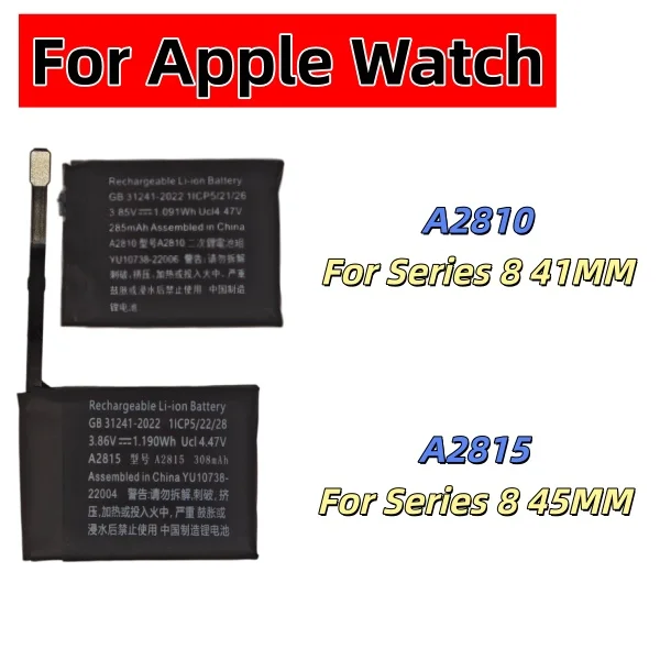 2026 New A2810 A2815 Replacement Battery For Apple Watch Series 8 S8 41mm 45mm GPS Cellular Li-Polymer Battery With Repair Kit