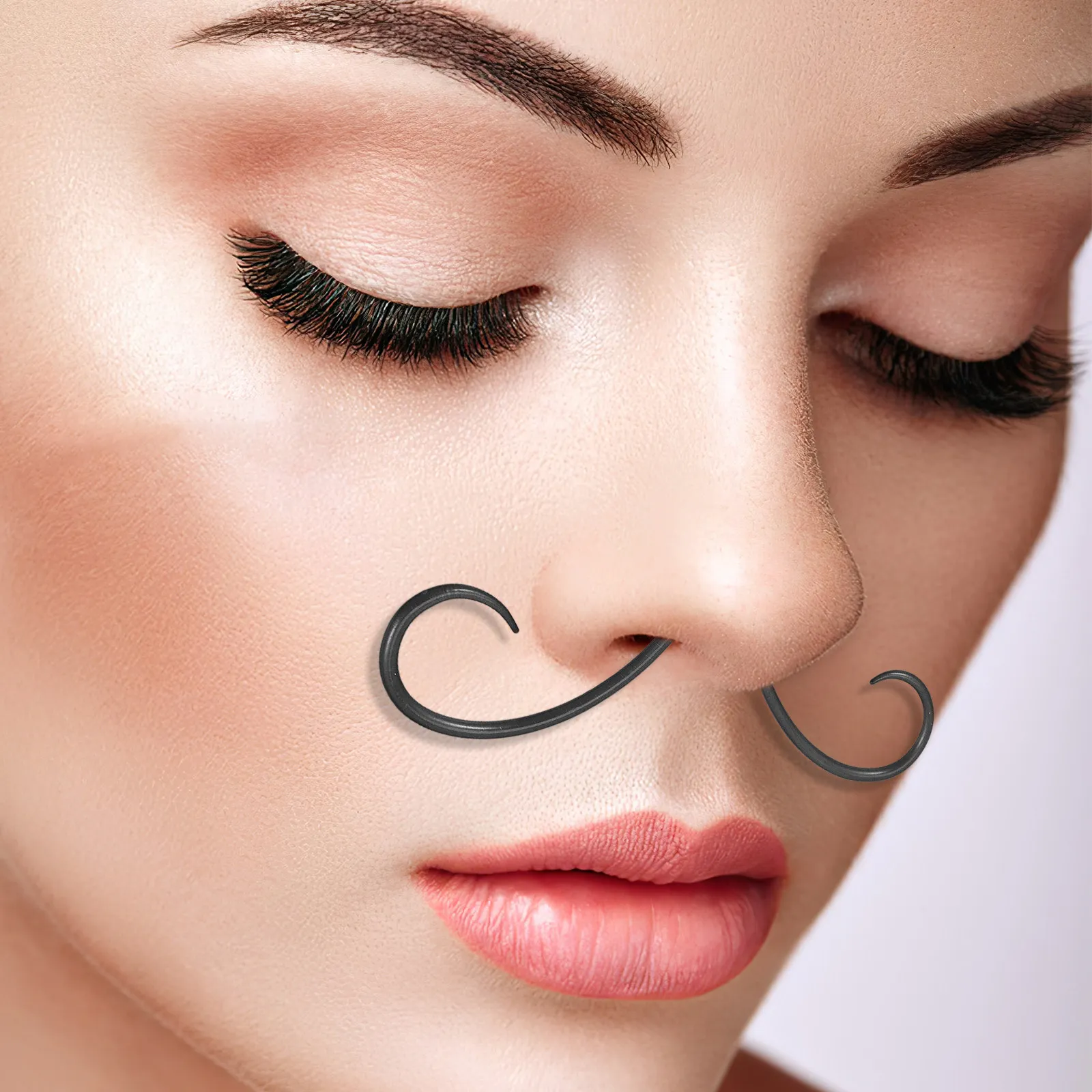 Mustache Septum Ring Nose Piercing Jewelry Small Nose Rings Small Hoop Piercings Septum Jewellery Women Jewelry Black Hoops