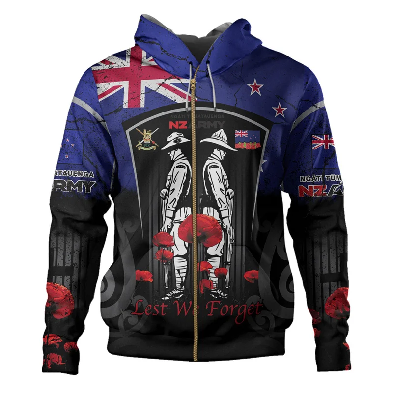 New Zealand Flag Silver Silver Fern 3d Printed Graphic Hoodie New In Hoodies & Sweatshirts Zip Hoodies For Men Y2k Pullover Coat