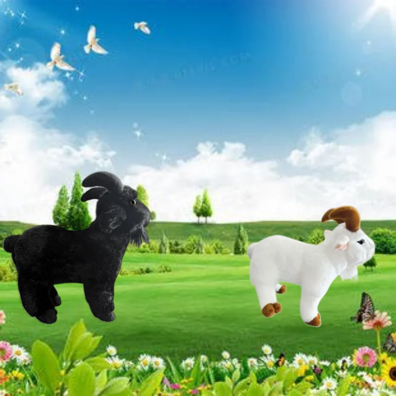 

Simulation Goat Plush Stuffed Toys Cartoon Black Goat Sleeping Dolls Home Decoration Birthday Gifts