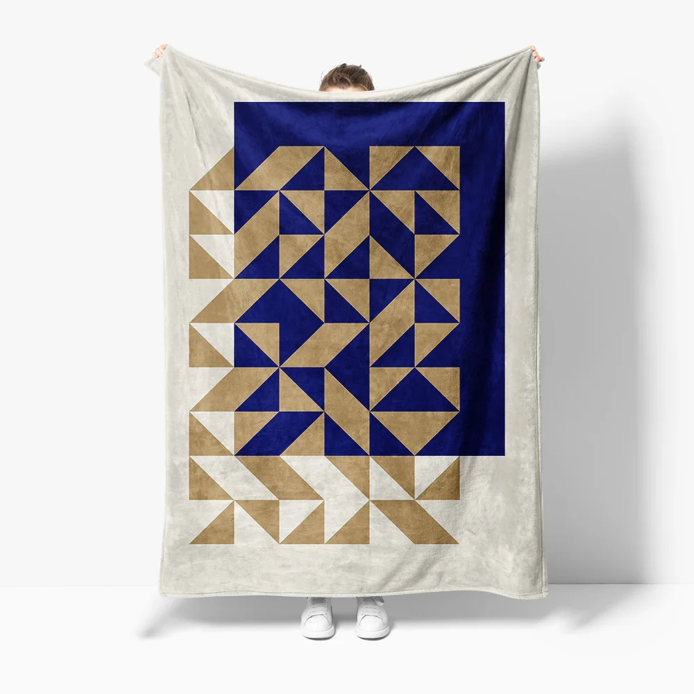 Geometric Triangle Patchwork Throw Blanket Sofa Bed Cover for Living Room Bedroom Kids Teens Decorative Blanket