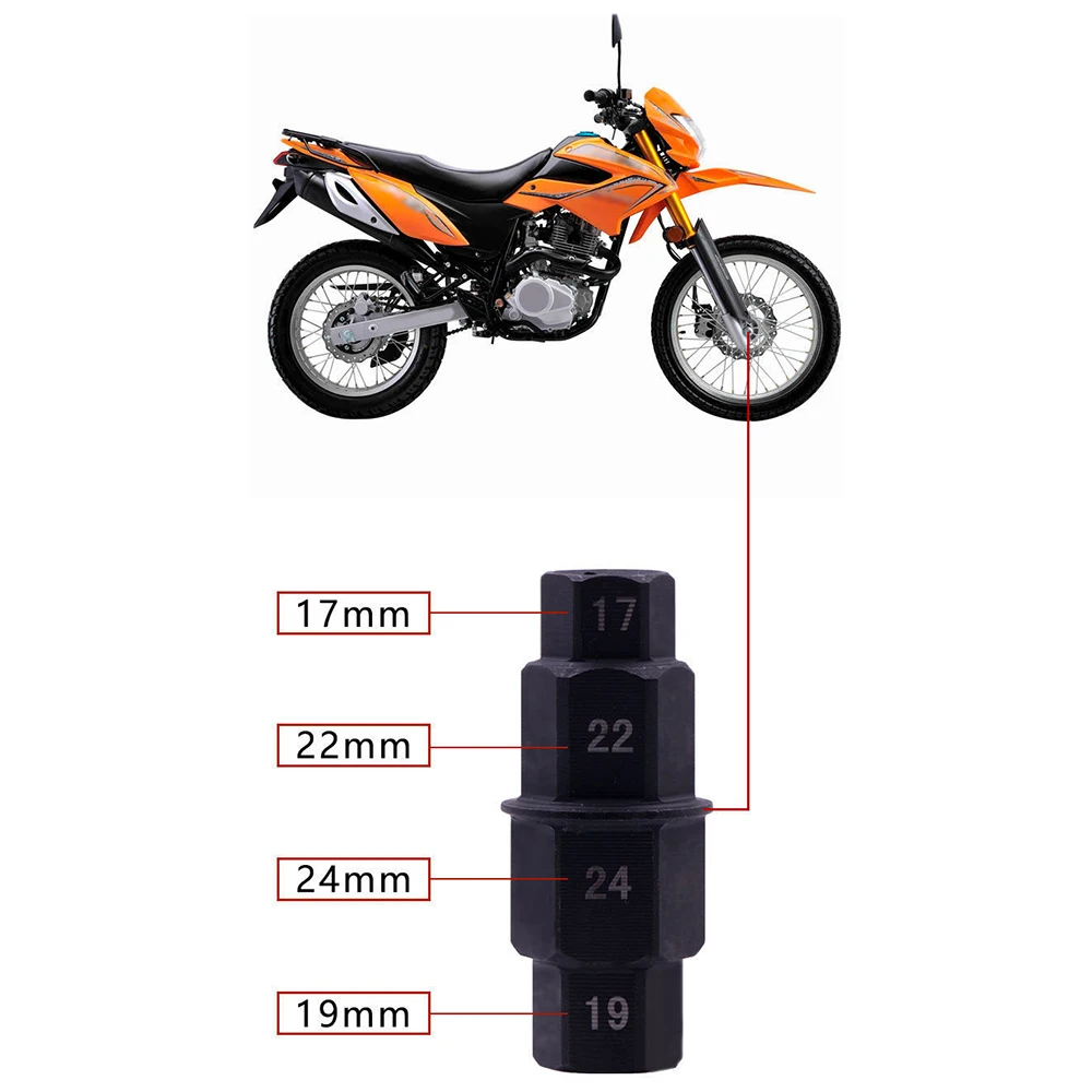 

1pc Motorcycle Front Wheel Spindle Removal Sleeve 17/19/22/24mm Hub Axle Hex Allen Spindle Driver Tire Wrench Disassembly Tool