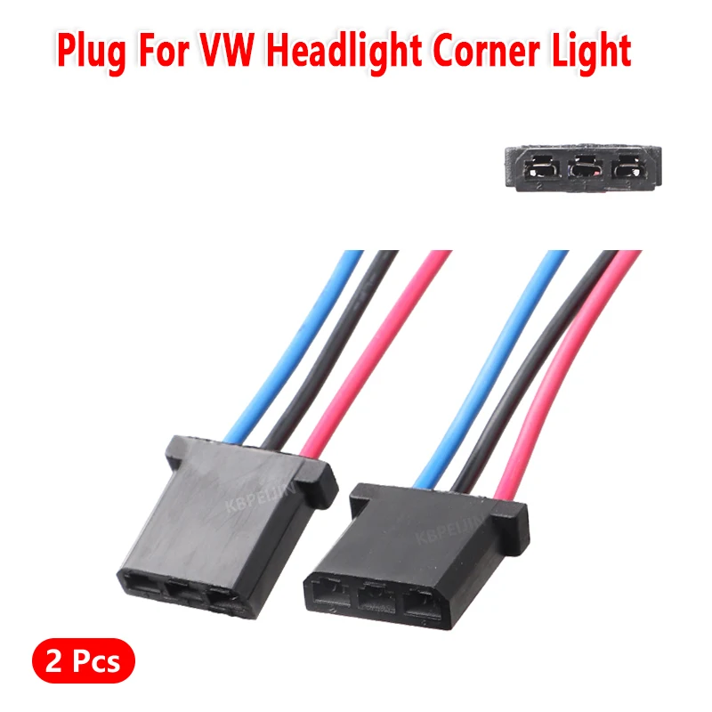 Plug Connector Wire for VW Golf Jetta Headlight Corner Light Socket Wiring Accessories 311906231B 2Pc