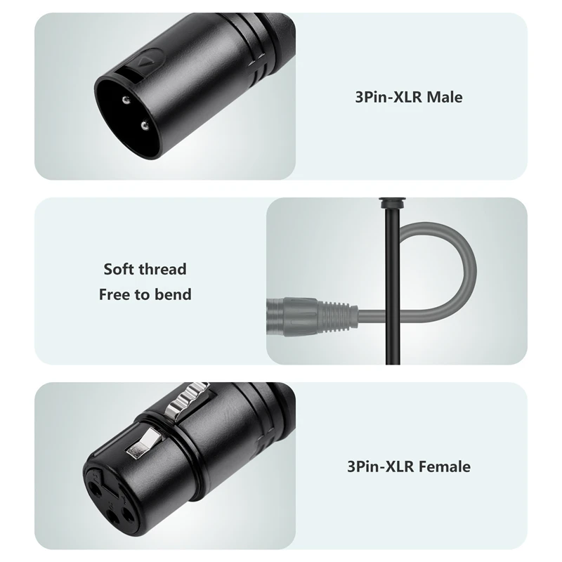 2025 Cable Male to Dual Female Y-Splitter Sound Cannon Microphone Cables for Amplifier 3Pin Balanced Analog Audio Extension Cord