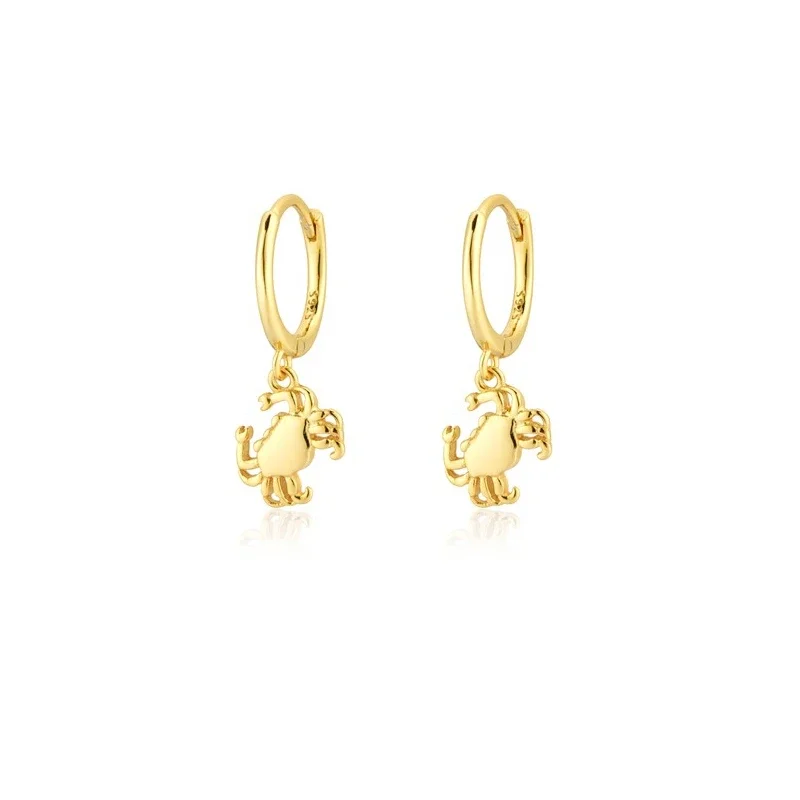 Gold Silver Color Small Animal Glossy Crab Dangle Drop Earring  for Women Charm Piercing Pendiente Jewelry