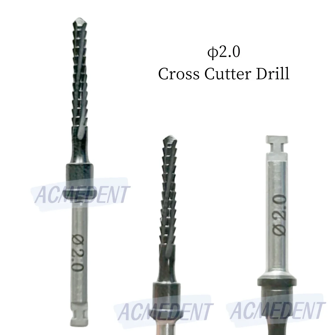 ​∅2.0 Dental Cross Cutter Drill Implant Bone Side Cut Debris Blade Fit Lindemann Oss Flat Black