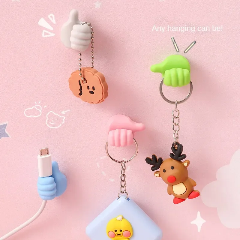 Thumb Cord Manager Hook Hub Creative&Cute Data Cable Storage Fixation Non-marking Non-punching Sticky Hook Organizador Cables