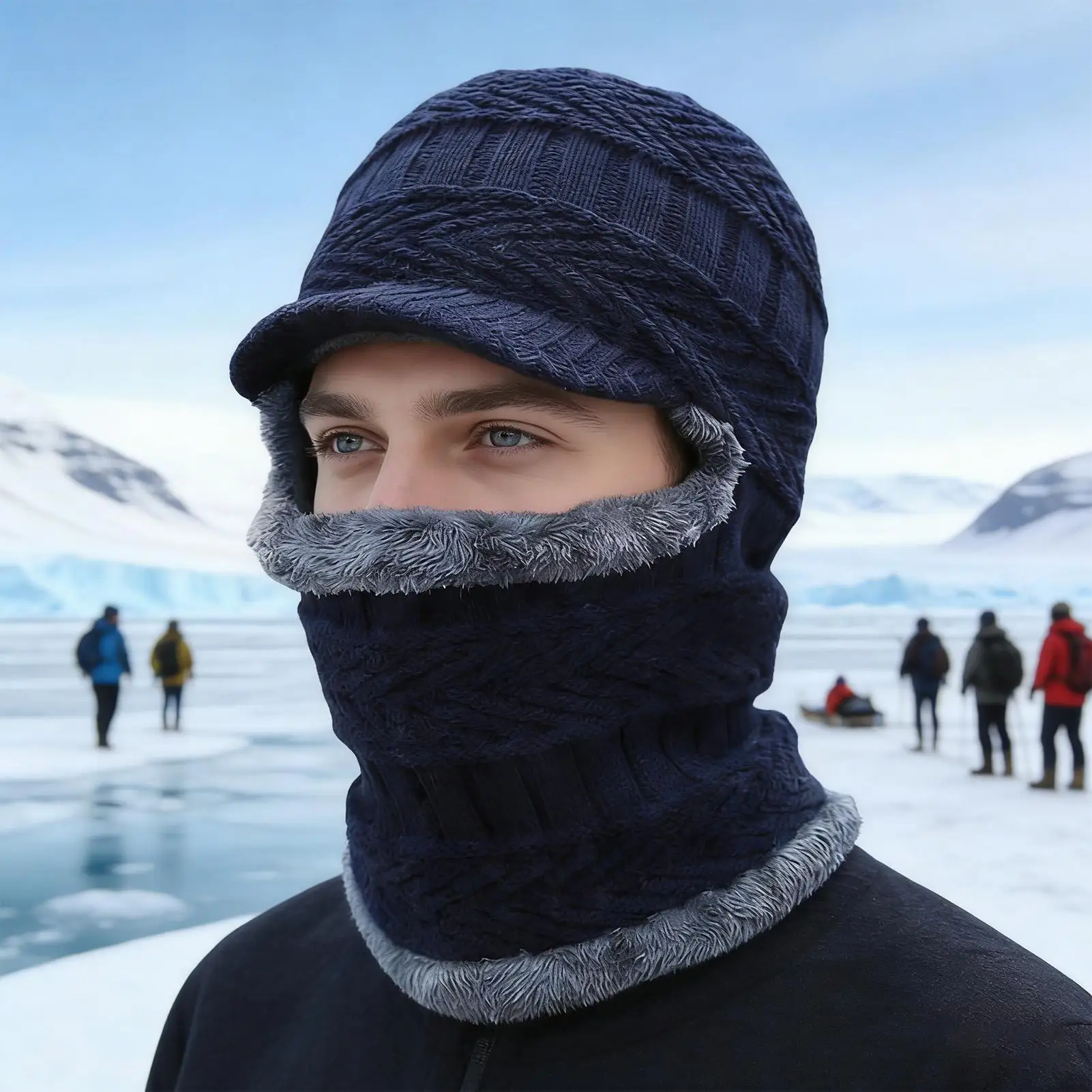 

Зимняя шапка, ветрозащитная, устойчивая к холоду, зимняя шапка-бини с козырьком и защитой для лица, термошапка для холодной погоды, для путешествий, катания на лыжах, пешего туризма