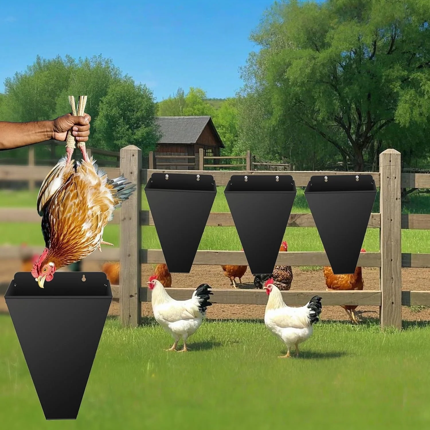 

Stainless Chicken Cone Poultry Cage Are Used for Small Roosters Large Chicken Poultry Slaughtering Cone