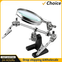 Helping Hands Magnifier Stand with Dual Alligator Clips Adjustable FEITA 5X Magnifying Glass Perfect for Soldering Crafting