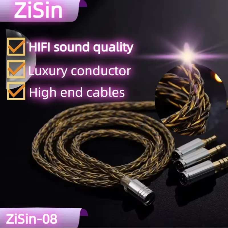 

ZiSin-08 8-Core DIY Litz Earphone Upgrade Cable With Modularity IE900 2PIN MMCX 4PIN XLR For M5 Olina Fudu DZ4 DaVinci F1 Pro