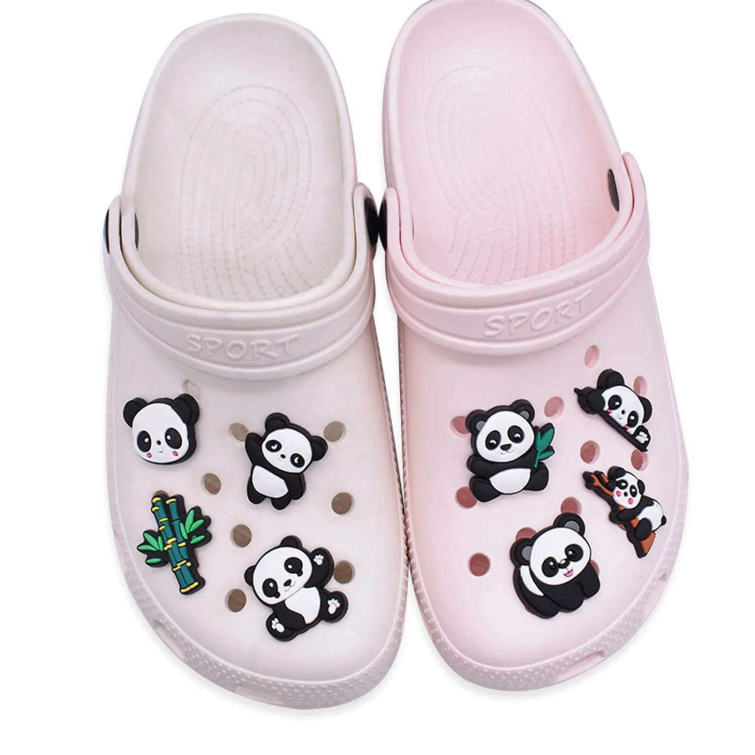 1pcs Panda Animal Shoes Decoration Charms For Shoes Clogs Bubble Slides Sandals PVC Accessories For Teens Boys Girls Gift Party