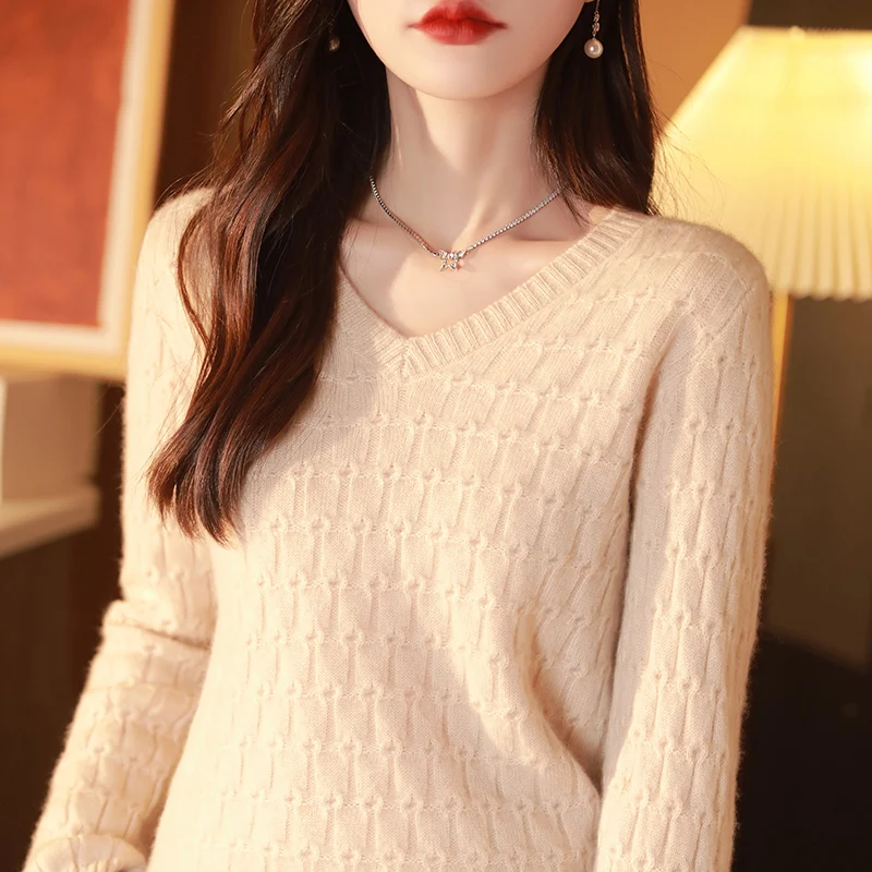 여성 기본 100% 메리노 울 패션 v 넥 솔리드 컬러 스웨터 풀오버 캐시미어 긴 소매 부드럽고 부드러운 따뜻한 의류 탑