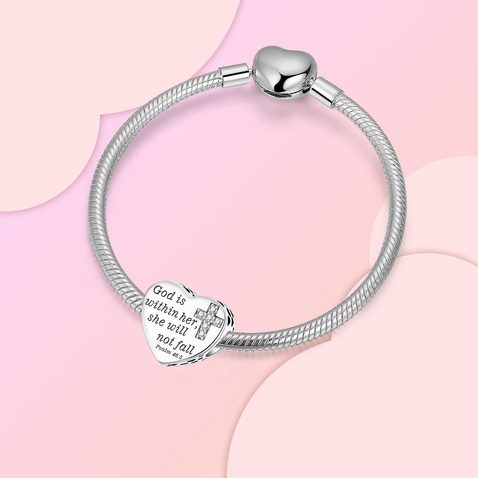 Colgante de Plata de Ley 925 con forma de cruz y corazón, abalorio compatible con pulsera Pandora original, cuentas, collar, joyería para mujer